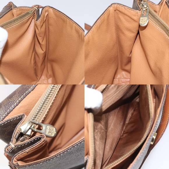 CELINE Macadam Canvas Shoulder Bag Pvc Leather Brown Gold - Picture 12 of 13